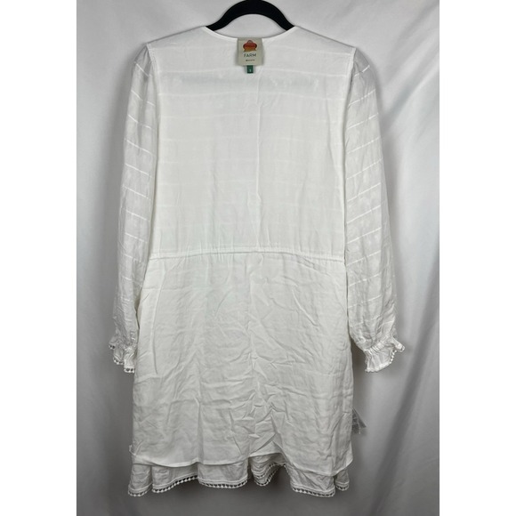 Farm Rio White 3D Flower Embroidered Tassel Mini Dress S Boho Resort Artisanal - Picture 4 of 16